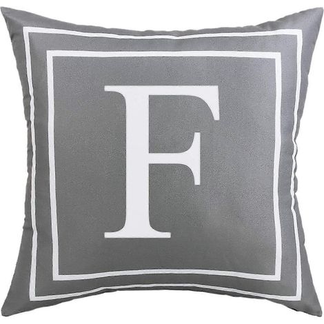 Housse de coussin grise avec lettre F, housse de coussin carrée moderne, décoration pour canapé, lit, fauteuil, voiture, 45,7 x 45,7 cm (1/5)