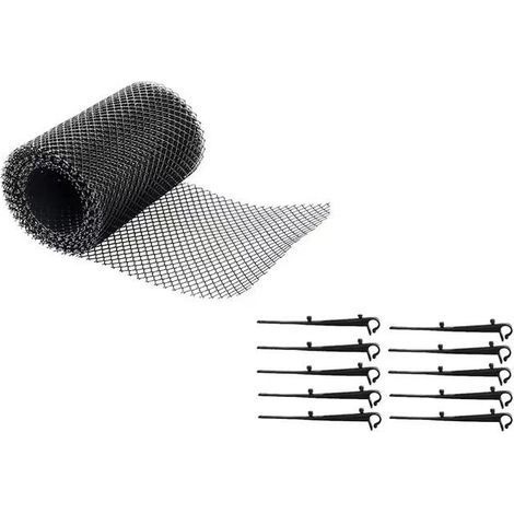 Grilles de Protection de Gouttière durable en PP,Protège Toiture et Protection contre Feuille+PLUS 10 Crochets de fixation+16cm de largeur+6m de longeur,Grillages de protection pour gouttière,Grillage (1/5)