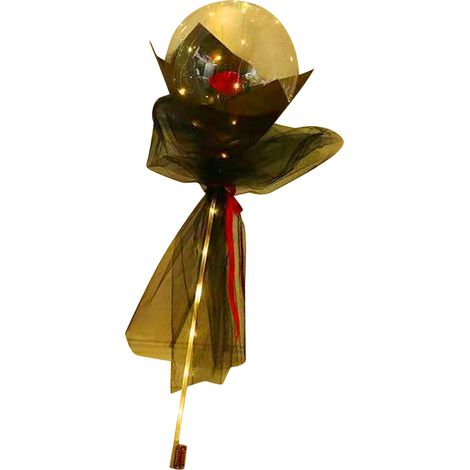 Bouquet de roses lumineuses en ballons transparents, cadeau de Saint-Valentin avec support en gaze et carton, ensemble complet rouge