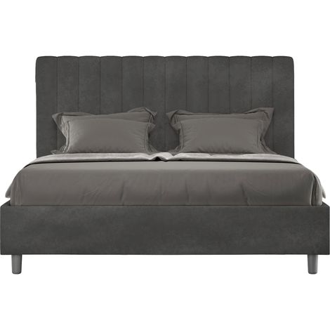 Letto contenitore da 160x200 in microfibra grigio Agueda (1/5)