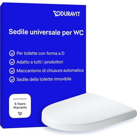 Duravit Sedile Univavo, sedile wc universale ovale, Sedile della toilette con doppio meccanismo a chiusura rallentata, tavoletta wc Sgancio rapido per una facile installazione, prodotto in UE, Bianco (1/5)