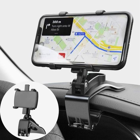 Soporte para teléfono de coche - Soporte ajustable para teléfono - Soporte para teléfono de salpicadero - Rotación de 360° - Soporte universal para smartphones - Compatible con todos los teléfonos de