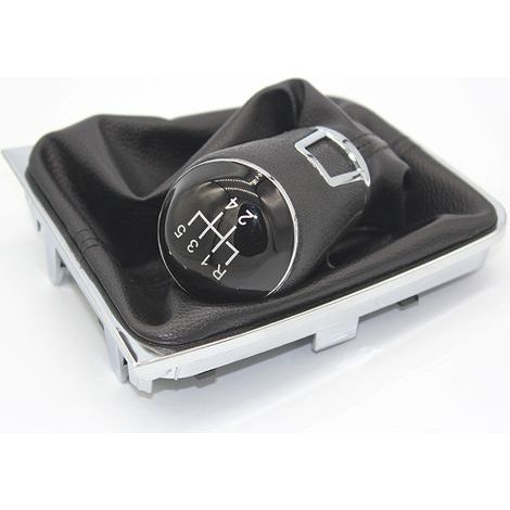 Dust cover for gear shift knob, gear lever and gear shift accessories for Volkswagen Passat B6 cars, black plastic, 5-speed set, one piece. (1/4)