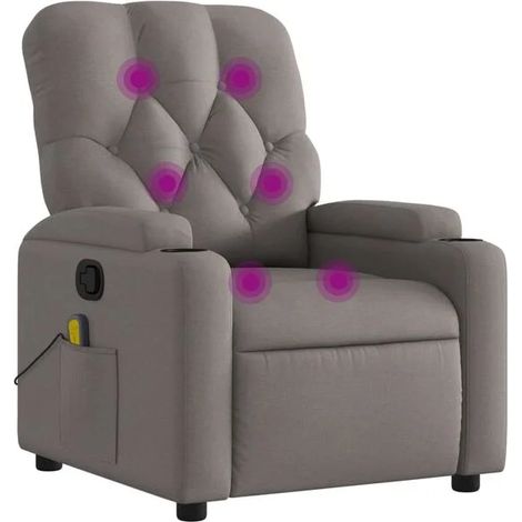 fauteuil de massage inclinable en tissu brun grisâtre (1/5)