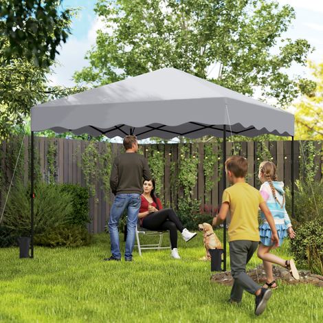 Pavillon escamotable 3x3 Gris m tente jardin réglable hauteur sac roulant métal/tissu clair