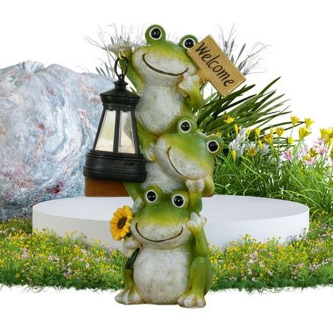 Solarbetriebene Gartenleuchte mit Froschfigur, LED-Wegeleuchten und Laterne mit Froschfiguren, Solar-Tierdekoration für Gartenwege, Terrassen, Höfe, Pfade, Böden und Teiche (1/5)