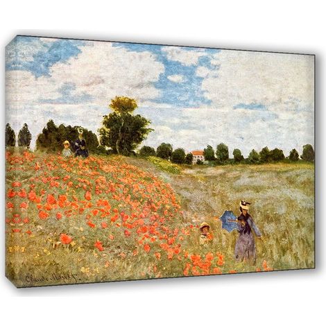 Lupia - Quadro su Tela il Meglio dell'Arte, 50x70 cm I PAPAVERI - MONET, Riproduzione d'Arte su Tela, Montato su Telaio in Legno 3 cm, Made in Italy (1/4)