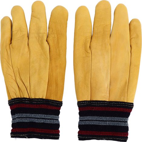 1 Paire Gants de travail, Cuir de vachette, Résistant à l'abrasion, Poignet renforcé, Manutention logistique (1/5)