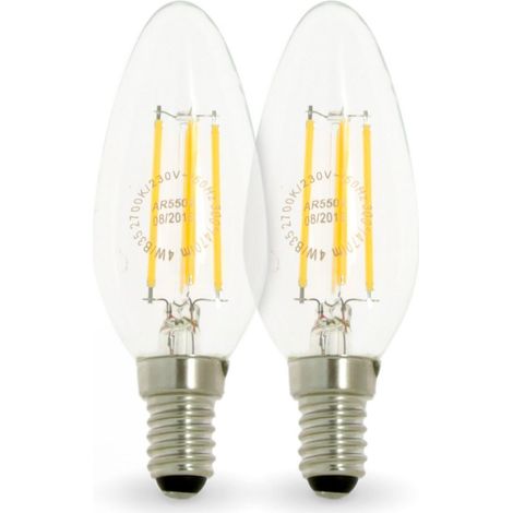 Set di 2 lampadine a LED a filamento di fiamma 4w eq. Base 40W E14