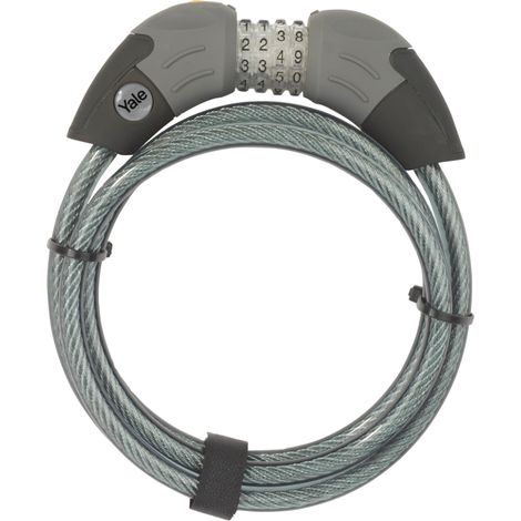 YALE Cavo di sicurezza a combinazione per biciclette e moto YYCC1/10/185/1, lunghezza 1800mm, codice a 4 cifre fosforescente, versatile per la bici