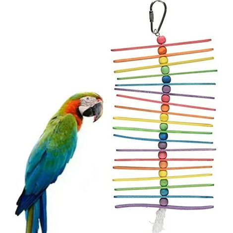 1 Jouet à suspendre pour oiseaux, bâtonnets à mâcher colorés, accessoires cage petits perroquets (1/5)