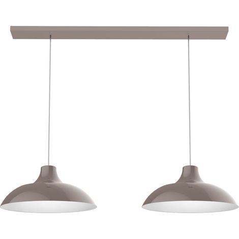 LUMICOM PARIGINA Sospensione Binario, 2X E27, max 42W, metallo, grigio tortora/bianco, D.30cm L.70cm (1/4)