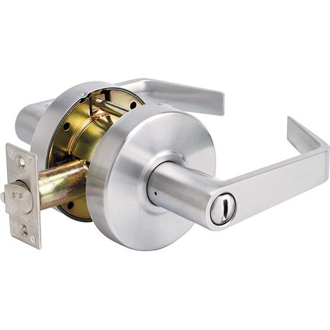 Serrure de porte privée avec poignée à levier commerciale, chrome brossé (1/5)