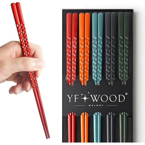Baguettes en Fibre de Verre - 24 cm, Fantaisie, Lave-Vaisselle, Coréennes Japonaises (5 Couleurs) - Boîte Papier Kraft Incluse (1/5)