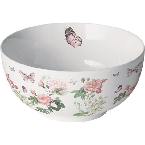 Bol blanc en porcelaine roses et papillons