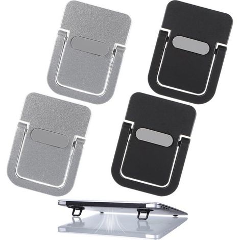 Supporto rialzato per tastiera - Supporto per laptop - Comodo da usare - Angolo regolabile - 4 pezzi - Nero Argento (1/5)
