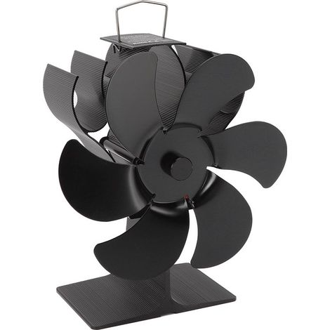 Ventilateur de poêle noir à 6 pales, démarrage automatique, résistant aux hautes températures, alimenté par la chaleur pour la maison, 152mm (1/5)