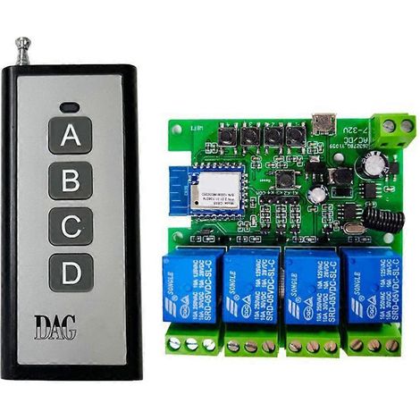 Module relais WiFi intelligent Tuya 4 canaux, module moteur DC7-32V + télécommande RF433 pour ouvre-porte de garage (1/5)