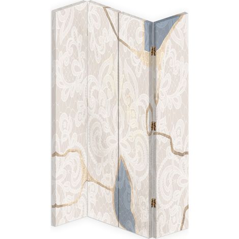 Paravento bilaterale 360, Delicato motivo in beige - 145x170 (1/5)