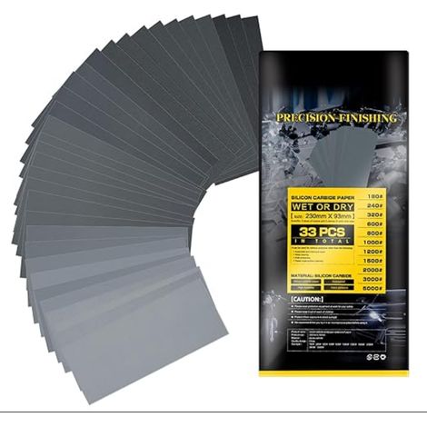 Ensemble de papier abrasif à grain fin 180-5000 verre sec et humide 23 x9,5 cm (1/5)