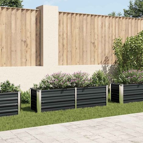 Lit surélevé de jardin-Jardinière surélevée-Bac de jardin surélevé Anthracite 160x40x45 cm Acier galvanisé (1/5)