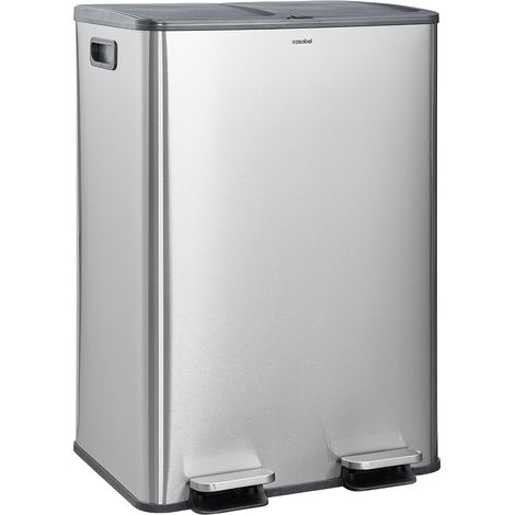 CASABEL Poubelle 60L, Double Compartiment, Couvercles Silencieux, (1/5)