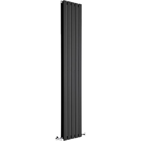 Milano Alpha Black Vertical Column Double Flat Panel Radiator - 1780mm x 350mm