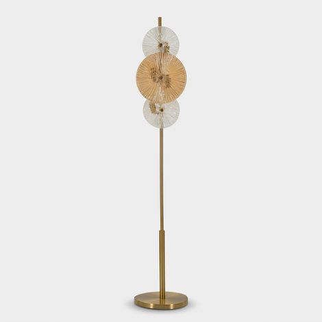 Lampada da Terra Osaka Glam - Piantana 164 cm in Ferro e Vetro, Attacco E14 per 4 Lampadine, Design Orientale Simmetrico - 30x30x164 cm (1/5)