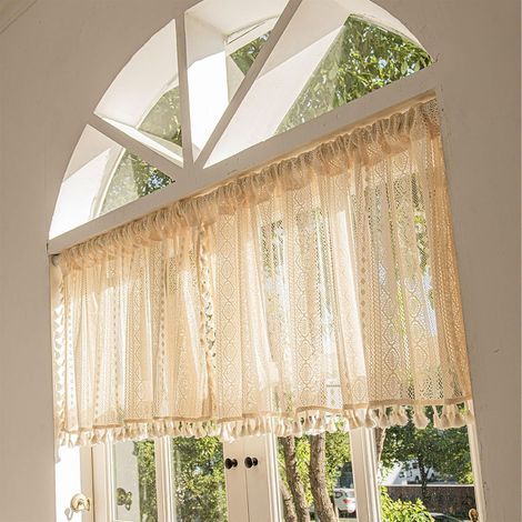 Rideau Lin Naturel, Rideaux Voilage Lin Beige, Gland Rideaux Lin Beige avec Oeillets, Rideau Court Panneaux de Rideaux Intérieurs pour Salon Chambre Décoration Élégante(148 X 46CM) (1/5)