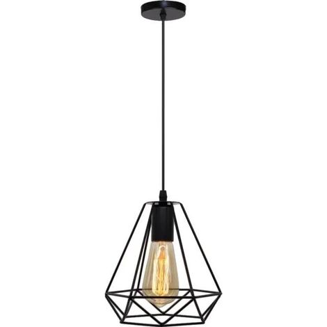 Lustre Suspension Industriel en Cage Diamant Lampe Éclairage de Plafond Abat-jour en Métal pour Salon Chambre (1/4)