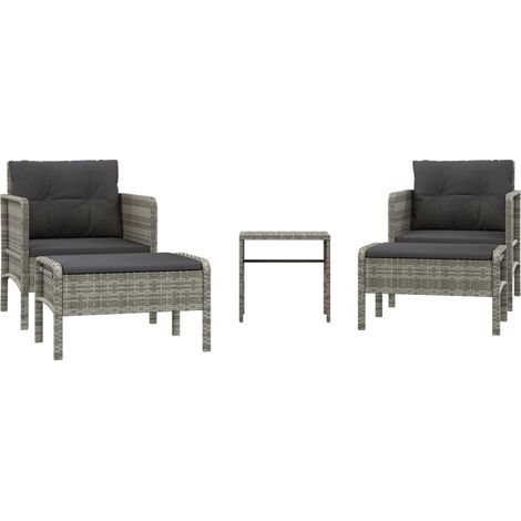 Salon de jardin 5 pcs Contemporain, Ensemble repas de jardin, avec coussins Gris Résine tressée OIB8613E (1/5)