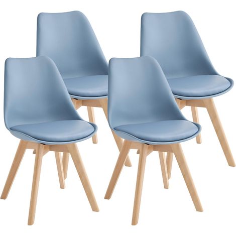 Set 4 Sedie 52x48,5x82 cm in Similpelle e Legno di Faggio Tommy Blu (1/5)