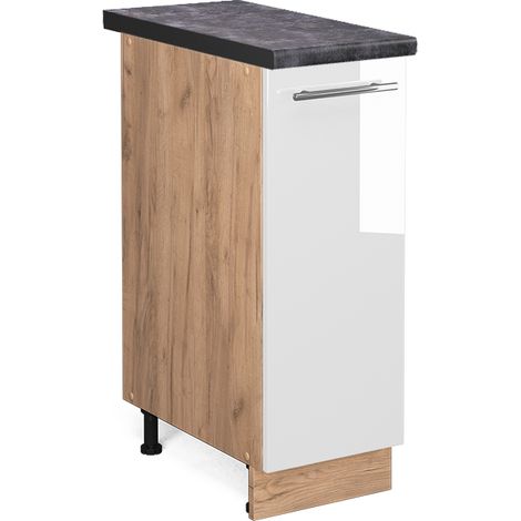 Armadio cucina dispensa alto Fame-Line, Bianco lucido, 30 cm , PL Antracite, Vicco