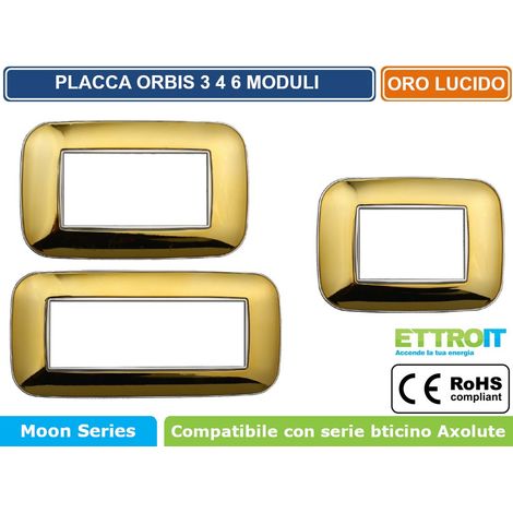 Placca Orbis Serie Moon 3P Colore Oro Lucido Compatibile Con Bticino Axolute (1/4)