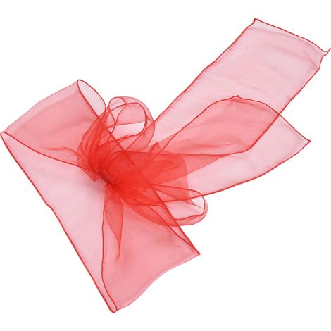 Lot de 10 nœuds de chaise en organza pour banquet, élégants et raffinés, pour la décoration de mariages et fêtes. Rouge vif. (1/5)