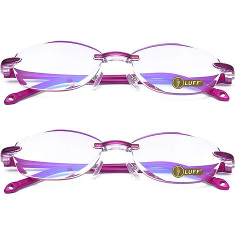 Randlose Lesebrille – 2er-Pack – Leichtes Diamantdesign – Blaulichtfilter – Für Zuhause und Büro – Unisex (1/5)