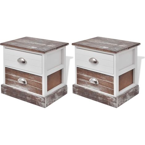 Maison Exclusive - Comodini 2 pz Marrone e Bianco (1/5)