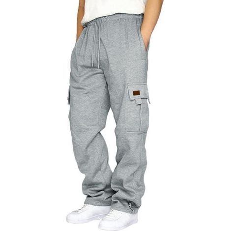 PANTALON Pantalon Cargo Homme Grande Taille Pantalons Jogging de Travail Sport Survêtement Jogger avec Poches 2023 Coton Gris (1/3)