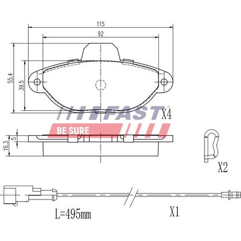 Pastiglie freno rapide FT29051 anteriori con 1 sensore (1/2)