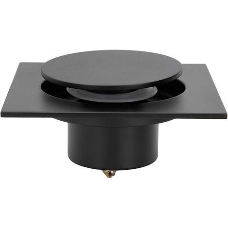 Caniveau de douche carré en acier inoxydable anti-odeurs pour cuisine, salle de bain, garage, sous-sol, toilettes, 10 x 10 cm (caniveau de sol noir)