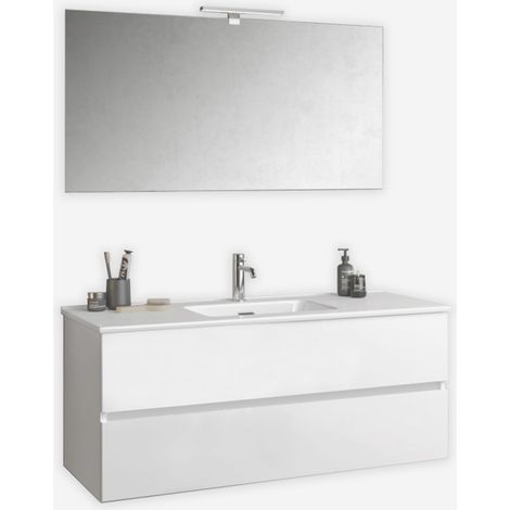 Mobile bagno sospeso con specchio e lavabo Orizon 120 - Bianco