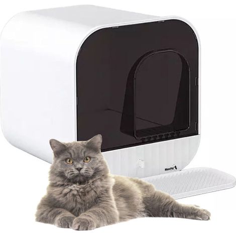 MaxxPet Bac à litière Design - Comprend tiroir et tapis de litière - 43x42x40cm - Blanc (1/5)