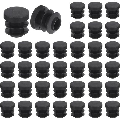 36 pezzi di tappi terminali rotondi in plastica, tappi terminali per tubi neri, 14 mm (0,55 pollici) per gambe di mobili, protezione antiscivolo per sedie, divani, tavoli, scaffali (1/5)
