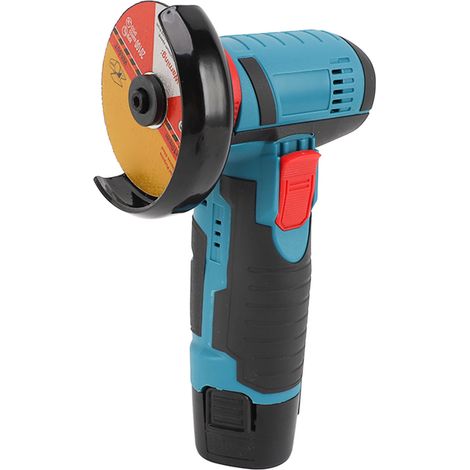 Mini meuleuse d'angle à balais avec 2 disques à tronçonner, 12 V, 100-240 V, 1500 mAh, 19500 tr/min, outil de meulage électrique pour métal, bois et plastique, prise US. (1/5)