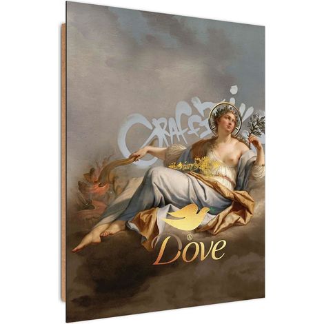 Tableau bois paix et amour - 50 x 70 cm (1/5)