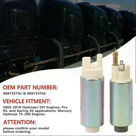 Module de pompe à carburant double haute et basse pression pour Mercury Marine 2003- Optimax DFI 75-300 ch. Remplacement direct des références 888725T02 et 888733T02.