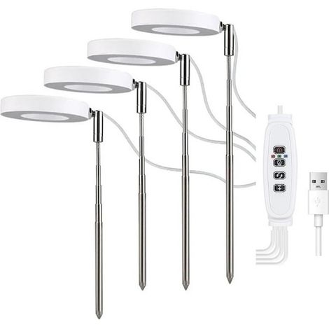 Einziehbare Pflanzenlampe für Zimmerpflanzen – 8,9 cm, vier Köpfe, rotes und blaues Licht (1/4)