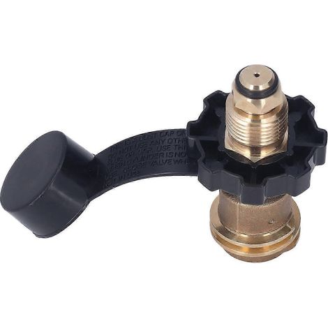 Adaptateur réservoir gaz propane avec poignée noire, raccord POL vers QCC1 Type 1, pour recharge bouteille camping et barbecue, accessoire de remplissage robuste. (1/5)