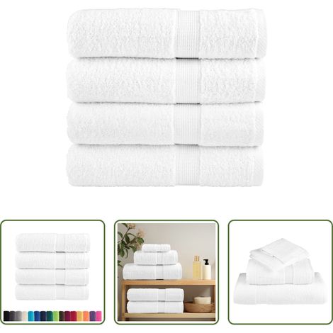 vidaXL Weiß - Premium Duschtücher SOLUND 4 Stk. Weiß 70x140 cm 600 g/m² (1/5)