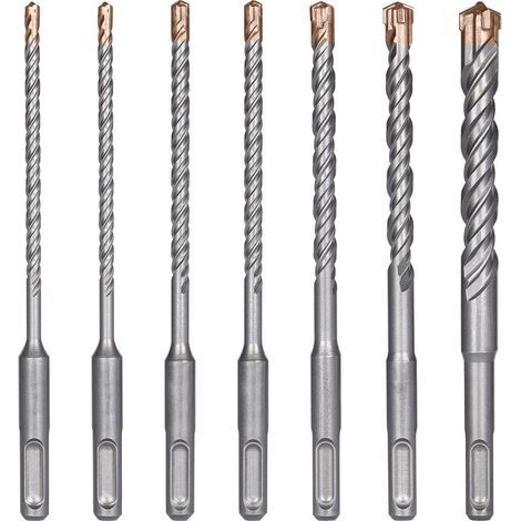 Forets à Béton, 7PCS Foret Carrelage, Foret à Percussion Électrique SDS-Plus pour Perforateur, Forets Transversaux pour Béton, Brique, Pierre, Naturelle, Métal-Ø 4,5,6,6,8,10,12 x 160mm (1/5)